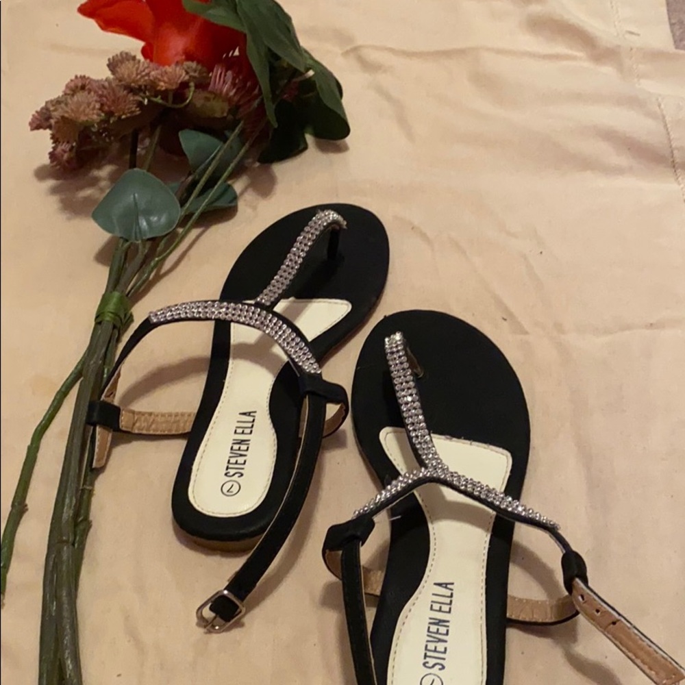 Black bedazzled sandals